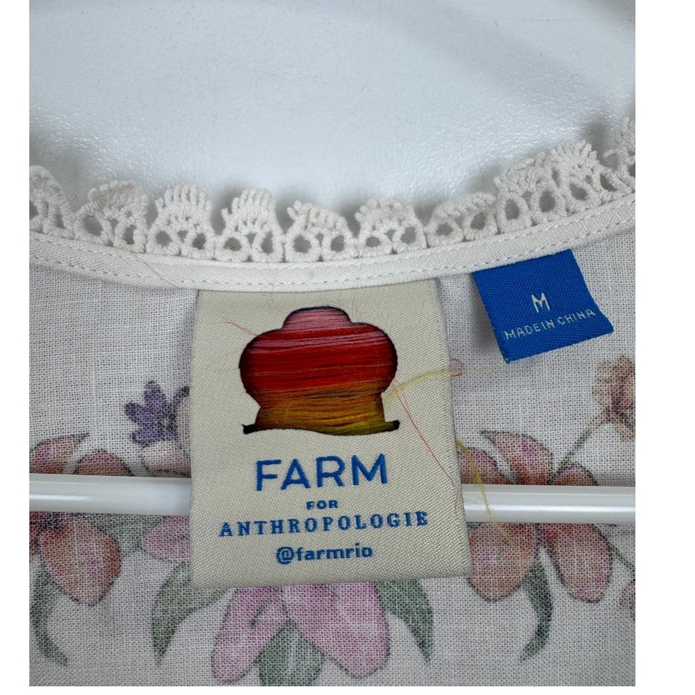 Farm Rio for Anthropologie Floral Linen Blend Tiered Maxi Dress White Medium - Picture 7 of 10